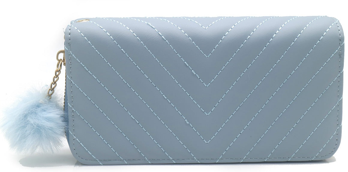 Blauwe Portemonnee Dames – PU Wallet met Rits en Kaartsleuven | Masini Gifts