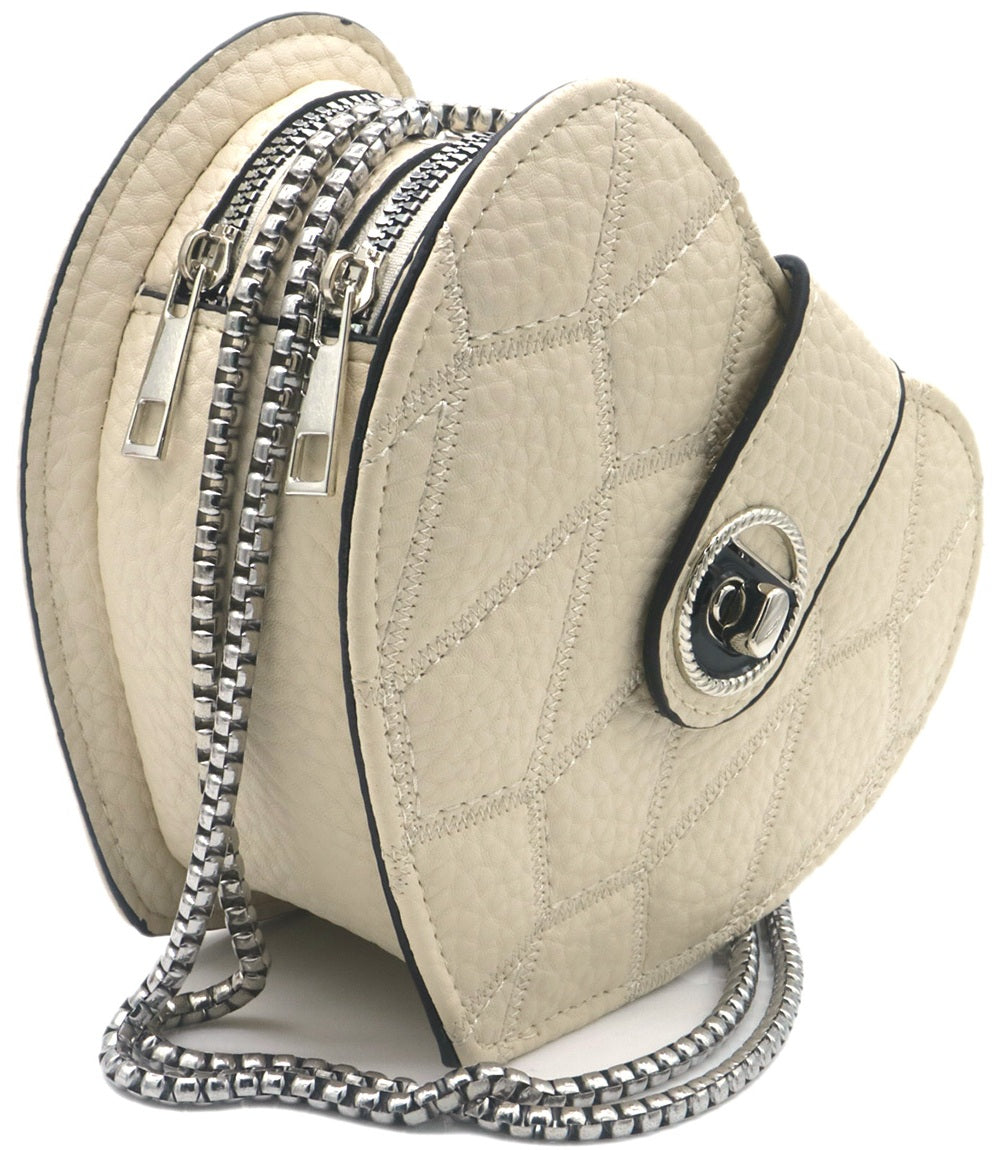Beige hartvormige schoudertas