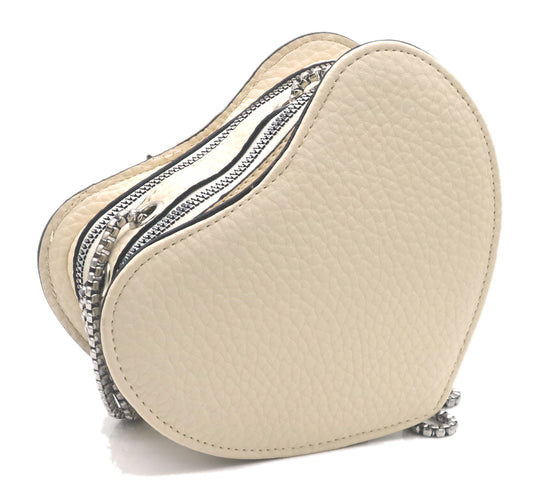 Beige hartvormige schoudertas