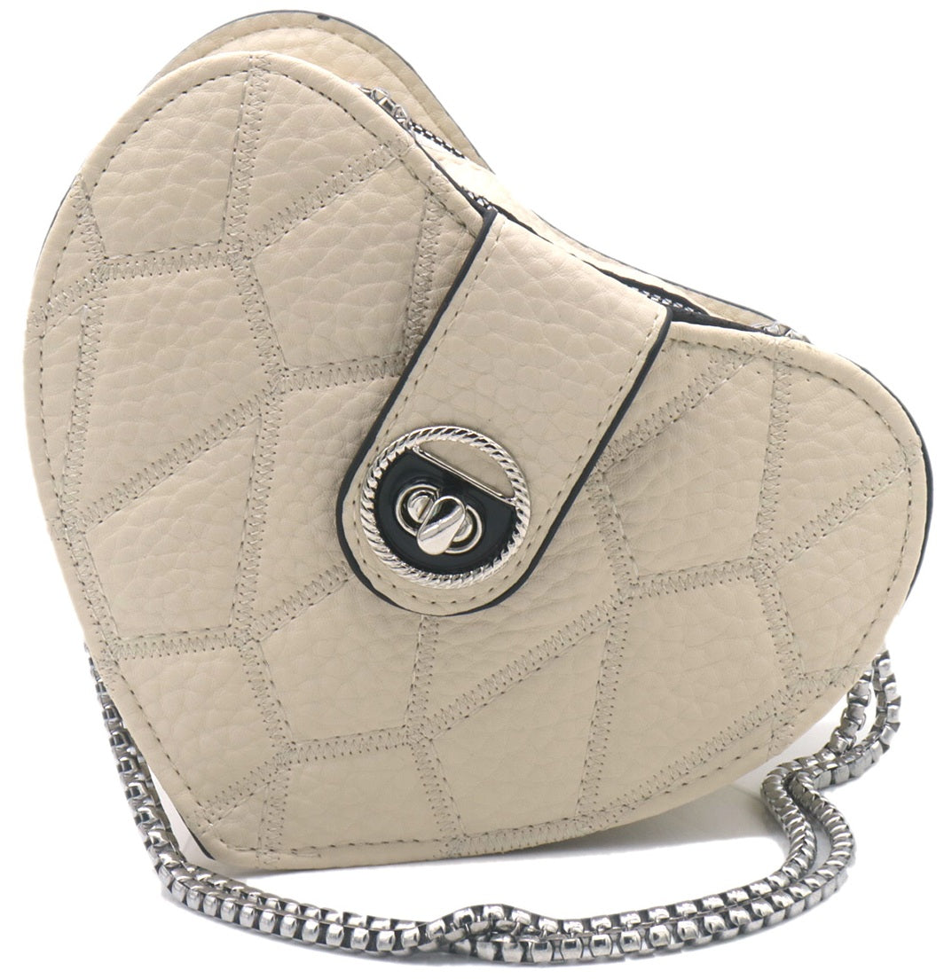 Beige hartvormige schoudertas