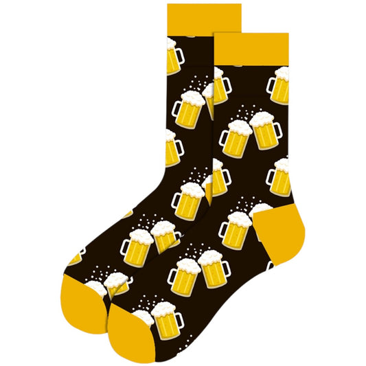 🍻 Biersokken – zwart met gele accenten (maat 38–45)