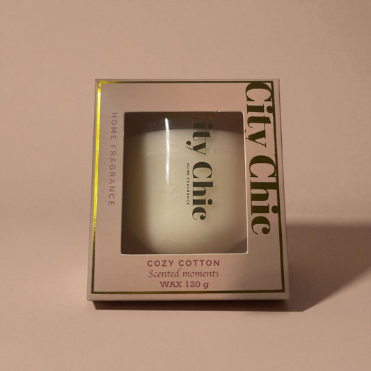 🕯️ Geurkaars in glas City Chic – Cozy Cotton – ø7 cm