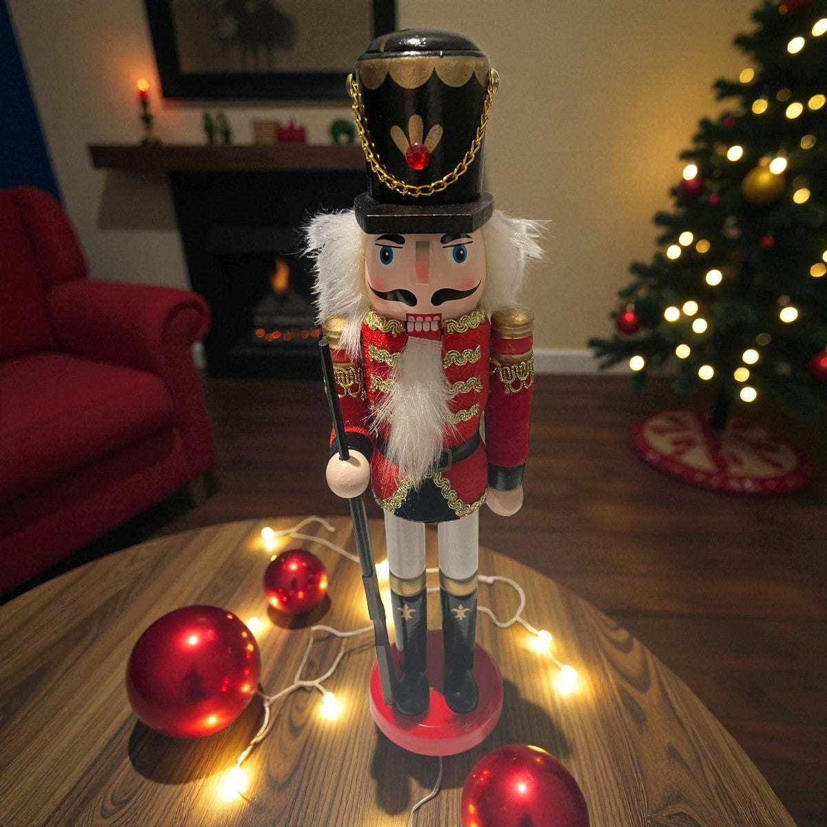 🎄 Traditionele houten notenkraker met geweer – 30 cm