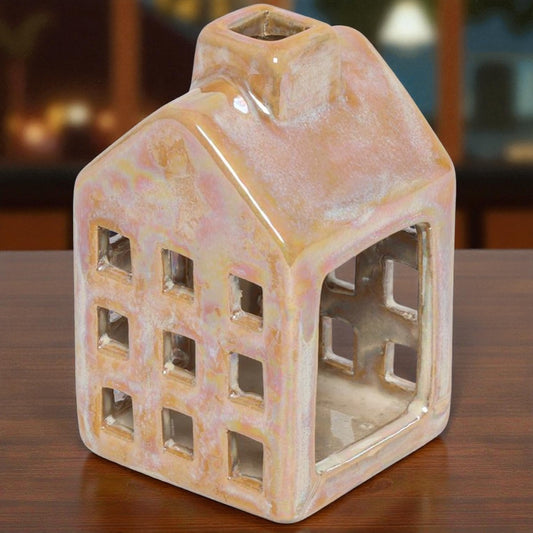 🏠 Countryfield Theelichthouder huis geel – 10 cm