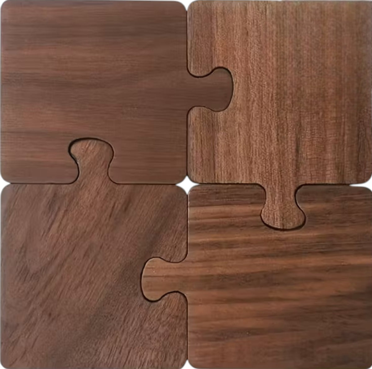 Set van 4 houten puzzel onderzetters – Unieke tafeldecoratie