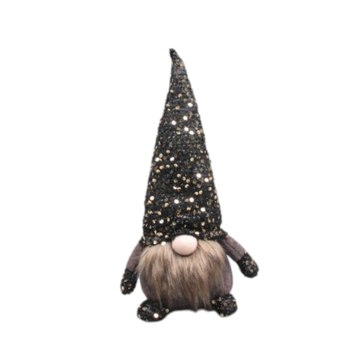 Kerstkabouter met Pailletjes Zwart – 36 cm